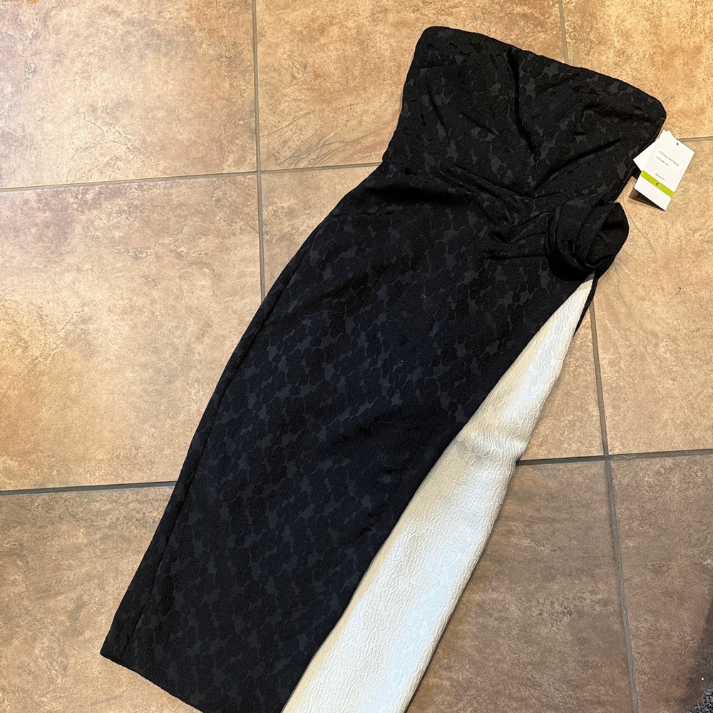 Maison Tara Black and White Strapless Dress